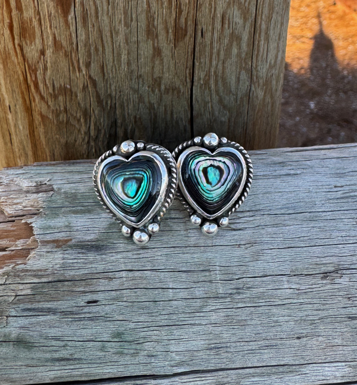 Abalone Heart Studs